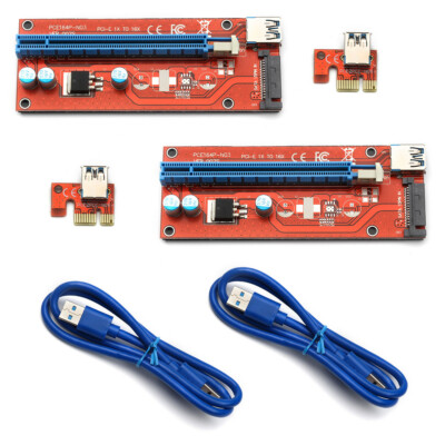 2Pcs Ver007S PCI-e Riser-Karte PCI Express 1X bis 16X Adapter USB 3.0-Datenkabel
