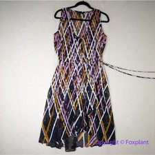 New White House Black Market metallic jacquard Wrap Dress Hi Lo Geometric, 8