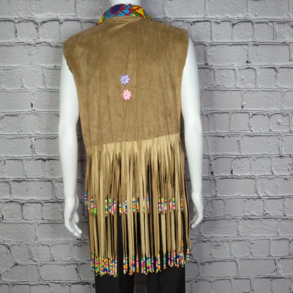 60 年代花卉儿童手工背心和喇叭底牛仔裤服装女式 XL — 第 4/4 张图片