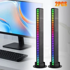 1/2/4X Car LED Sound Control Light Bar RGB Ambient Pickup Music Rhythm Lamp USB