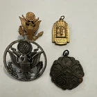 WW2 US Military Original Pins & Medals Lot Orator Summus Eagle Metal Badge