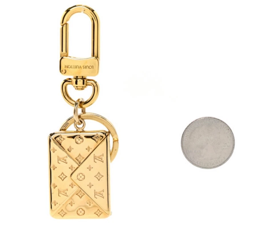Louis Vuitton Monogram LV Envelope gold Key ring Bag Charm box - Image 2 of 3