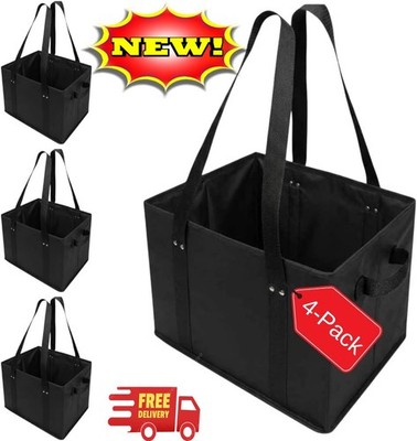 Paquete de 4 bolsas reutilizables para la compra. Bolsas grandes y resistentes c