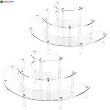 3 Tier Acrylic Display Risers 2 Pack Half Moon Cupcake Stand Clear Perfume Organ