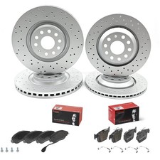 FÜR VW GOLF GTE MK8/8.5 GELOCHTE BREMSSCHEIBEN VORNE HINTEN BREMBO BELÄGE 340mm 310mm