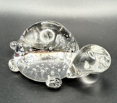 Vintage Bullicante Turtle  Paperweight Figurine Controlled Bubbles Handblown EUC