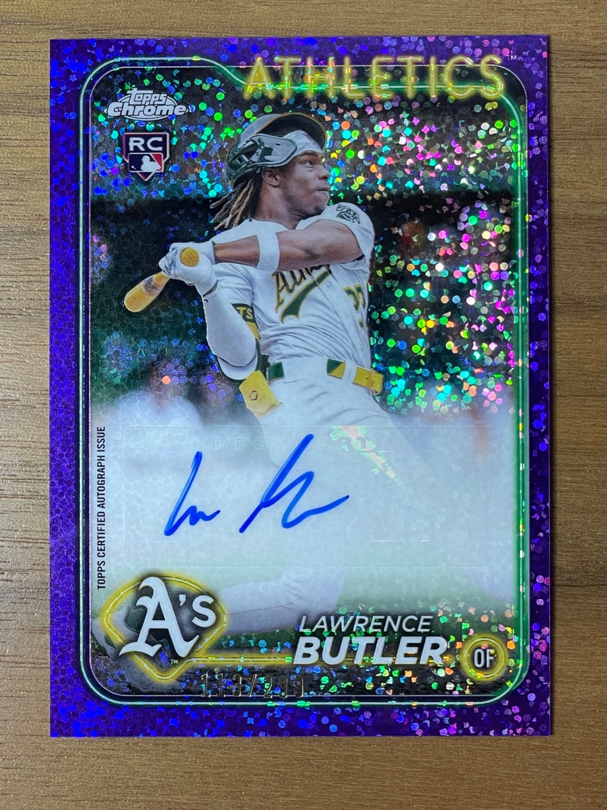 2024 Topps Chrome Baseball Update - Lawrence Butler - Purple Speckle Auto /299