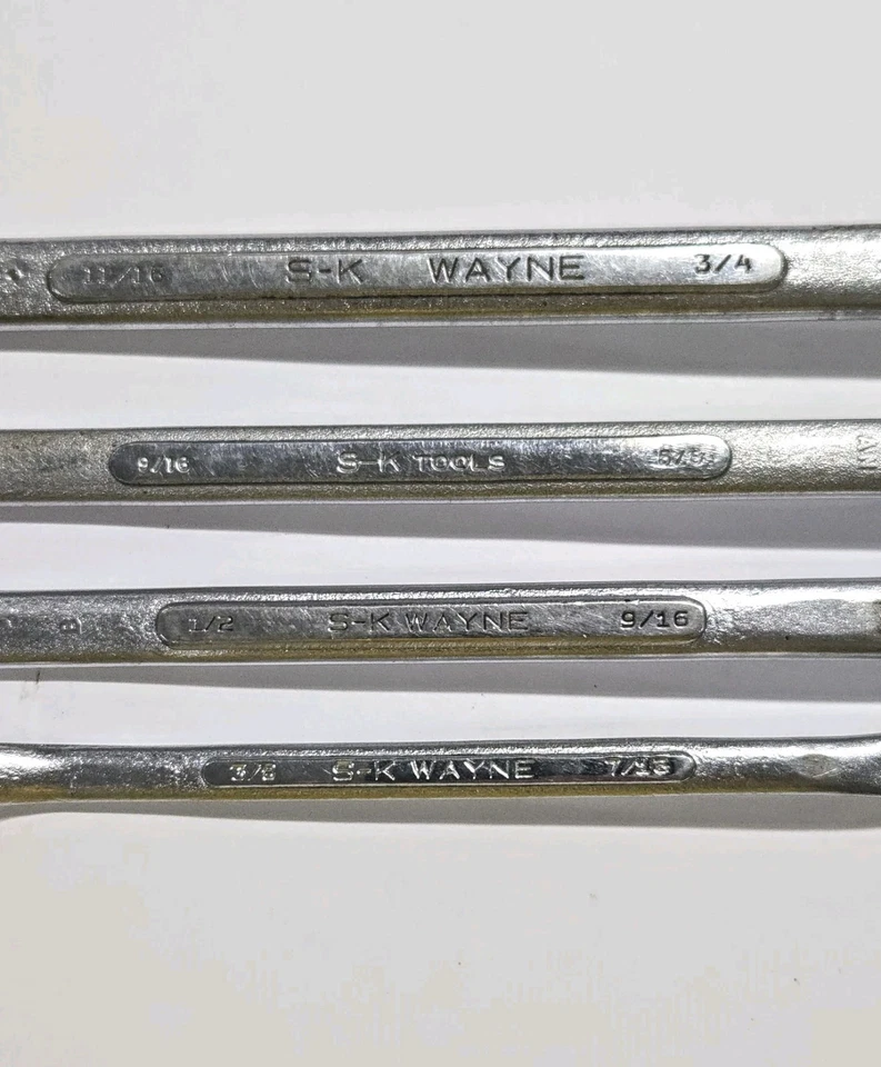 SK Tools 3/8" thru 11/16" Double Box Wrench Offset 12-Point Set of 4 USA S-K - Image 2 of 3