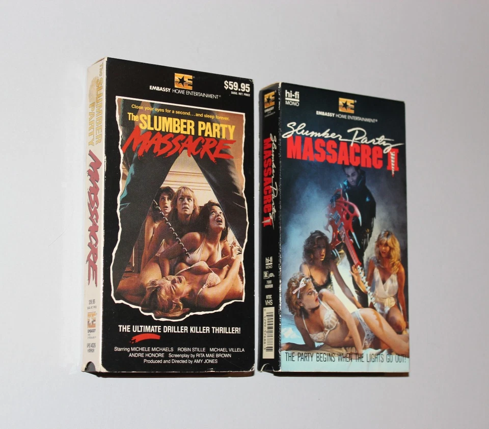 The Slumber Party Massacre 1985 VHS *Nelson* Embassy* & PT II 2 1987 RARE MOVIE! Foto 2 de 4