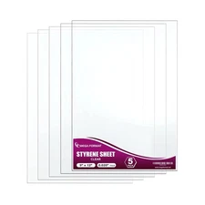Clear Polystyrene Flexible Plastic Board Sheet 9" x 12" (.020 Thick) Styrene ...