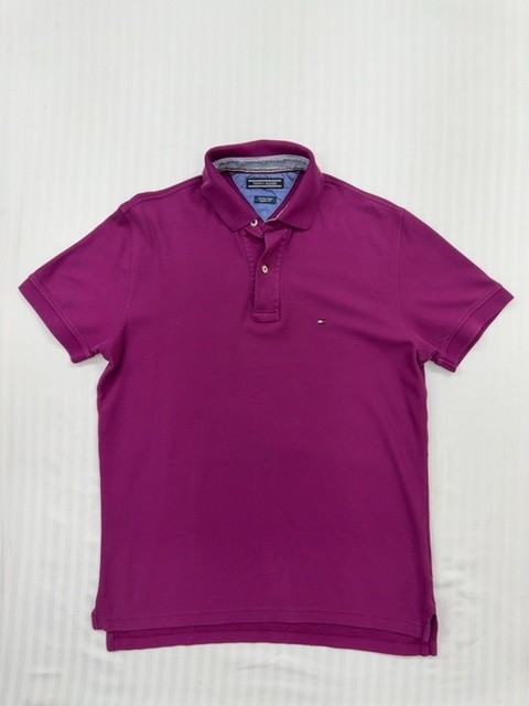 Tommy Hilfiger Niños Polo Púrpura Botón Delantero Talla Grande Preppy