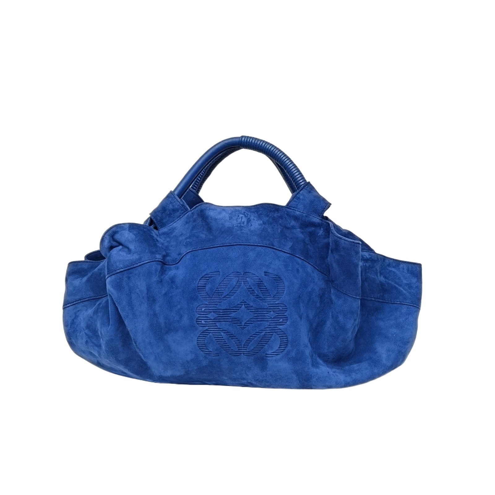 LOEWE Blue Suede Gold Hardware Vintage Turenne Leather P206436812