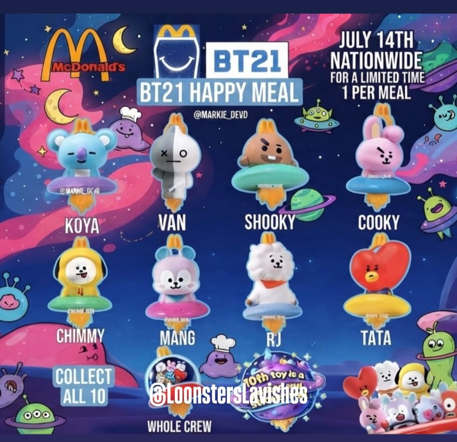 McDonald's Happy Meal Toys 2026 BT21 X BTS Full Set or Singles (1-10)