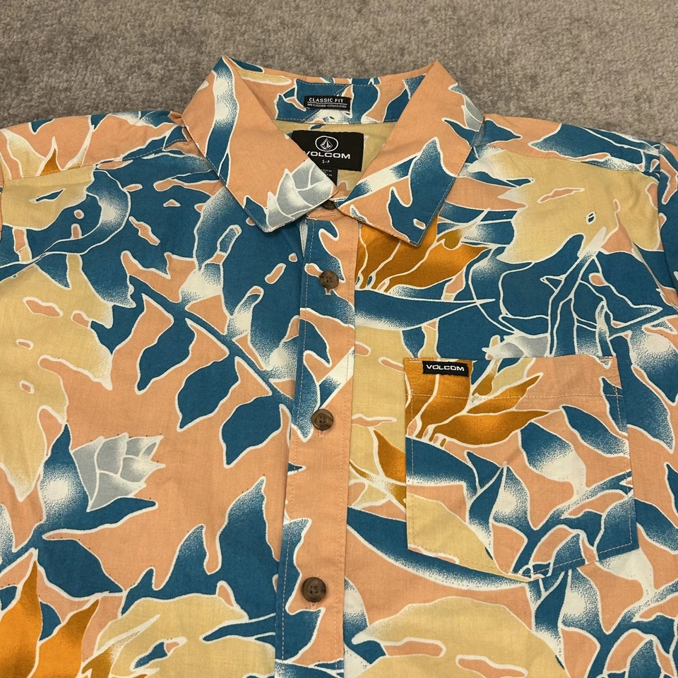 Volcom Shirt Mens Small Leaf Pit Floral Short Sleeve Button Up Classic Fit NEW - Image 2 of 4