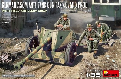 Miniart GERMAN 7,5 cm ANTI-TANK GUN PAK 40 MID PROD.W/ARTILLERY CREW KIT 1:35