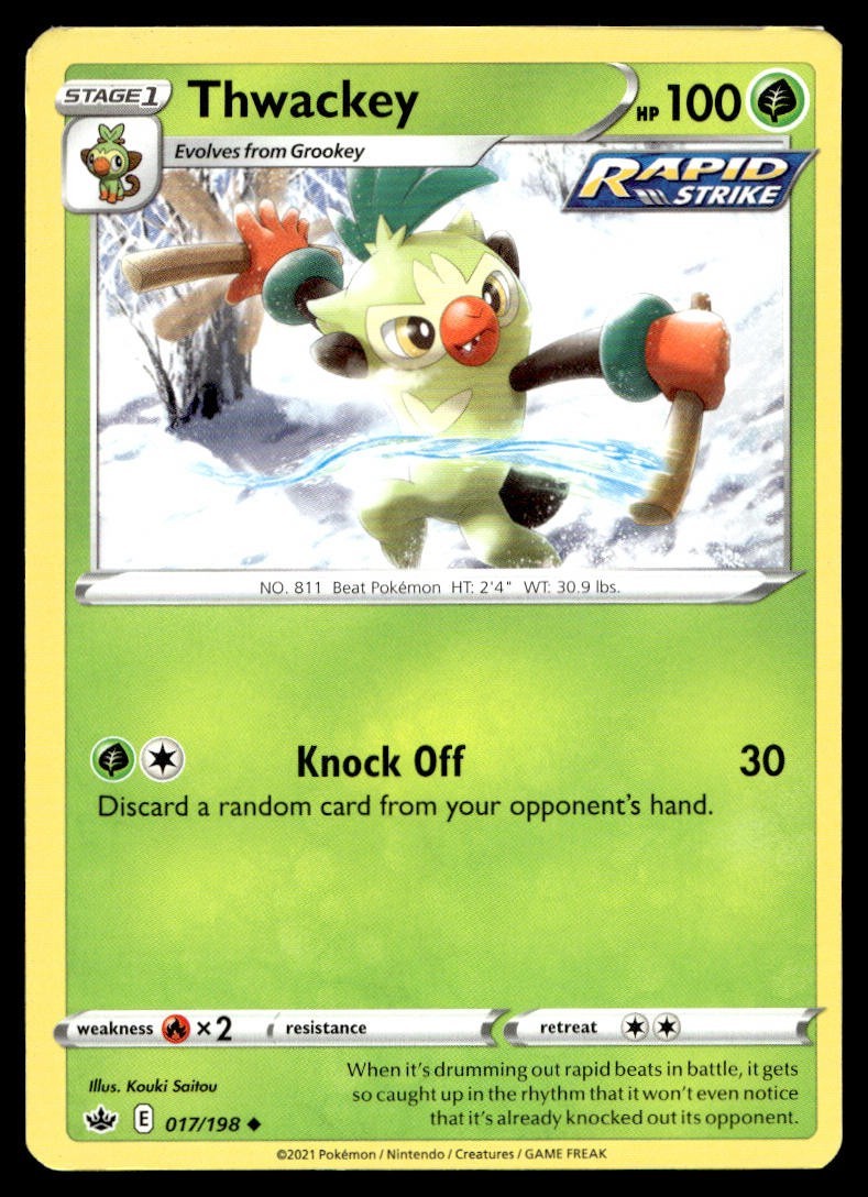 Thwackey 17/198 Pokemon Card Chilling Reign Uncommon 100 HP Lightly Played KN