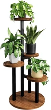 Bamworld Plant Tables Indoor Corner Plant Stand Tall Metal Wood Plant Shelf Outd