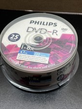 Philips DVD-R Pack of 25 - New Sealed 1-8x 4.7GB 120 Minutes - New Sealed