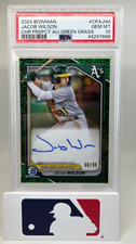 2024 BOWMAN JACOB WILSON CHROME PROSPECT AUTO GREEN GRASS /99 PSA 10 GEM MINT