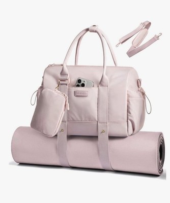 LOVEVOOK Pink Gym Bag Waterproof Fabric Yoga Mat Strap Detachable Padded Strap
