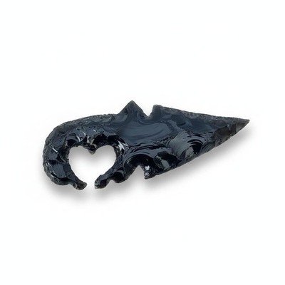 Handmade Black Obsidian Knife Heart Cutout 4-10 Inch Lava Blade Gemstone Dagger