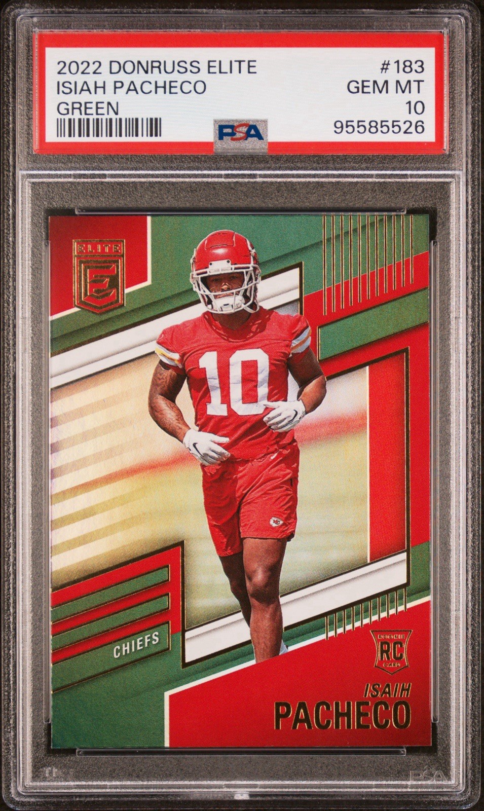 2022 Donruss Elite #183 Isiah Pacheco Green Rookie Card RC PSA 10 Gem Mint Lions