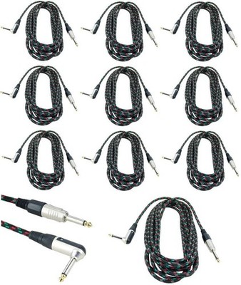 10x 6 m PACCS Profi 6,3mm Klinke mono male VINTAGE Retro Gitarren Kabel Gold Tip