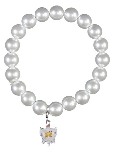 Sigma Gamma/&Gamma; Rho Crest Pearl Bracelet [White]