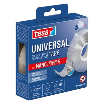TESA Universal Tape Nano Power doppelseitig transparent extra stark 3m x 30mm