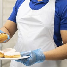 Pack of 100 White Disposable Polyethylene Aprons 28 x 46 Thickness 2 Mil Poly