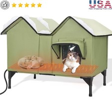 Heated Outdoor Cat House Insulated Shelter Feral Cats W/ Pet Safe Warmth New