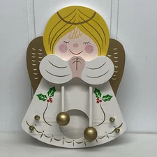Angel NCE Wood Christmas CHIME HARP Door Wall Hanging 1988 Hand Painted Vtg