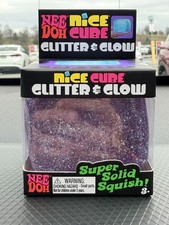 Nee Doh Nice Cube Ice Glitter Glow Stress Fidget Toy Solid Squish Sensory Cube