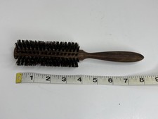 Vintage Dark Wooden Round Boar's Bristle Thin Hairbrush Brush