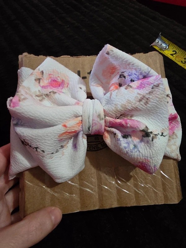Baby white floral bow/headwrap