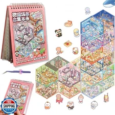 DSNJPZX 20 Sets DIY 3D Sticker Scene Collection Book for Kids Adults - Miniat