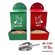 2 Pack Chicken Feeder,Large Capacity Oyster Shell Feeder with Lid,Metal