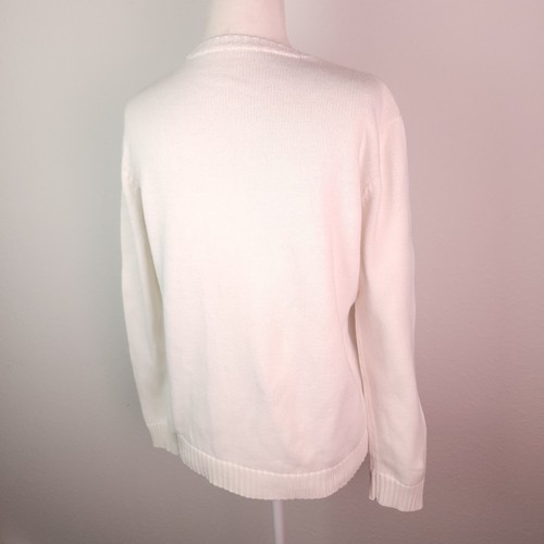 VINTAGE RALPH LAUREN White Knit Sweater Women's Crew Seashells Coastal ~M - Picture 10 of 22
