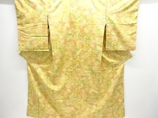7640293: JAPANESE KIMONO / SILK / HAND WOVEN TSUMUGI / KIKU
