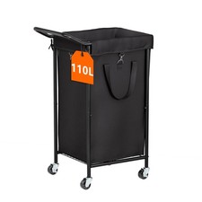 110L Laundry Basket with Wheels, Rolling Laundry Hamper with Metal Frame and ...