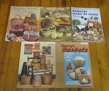 Lot of 5 Vintage Basketweaving Basket Making Basketry Books Booklets
