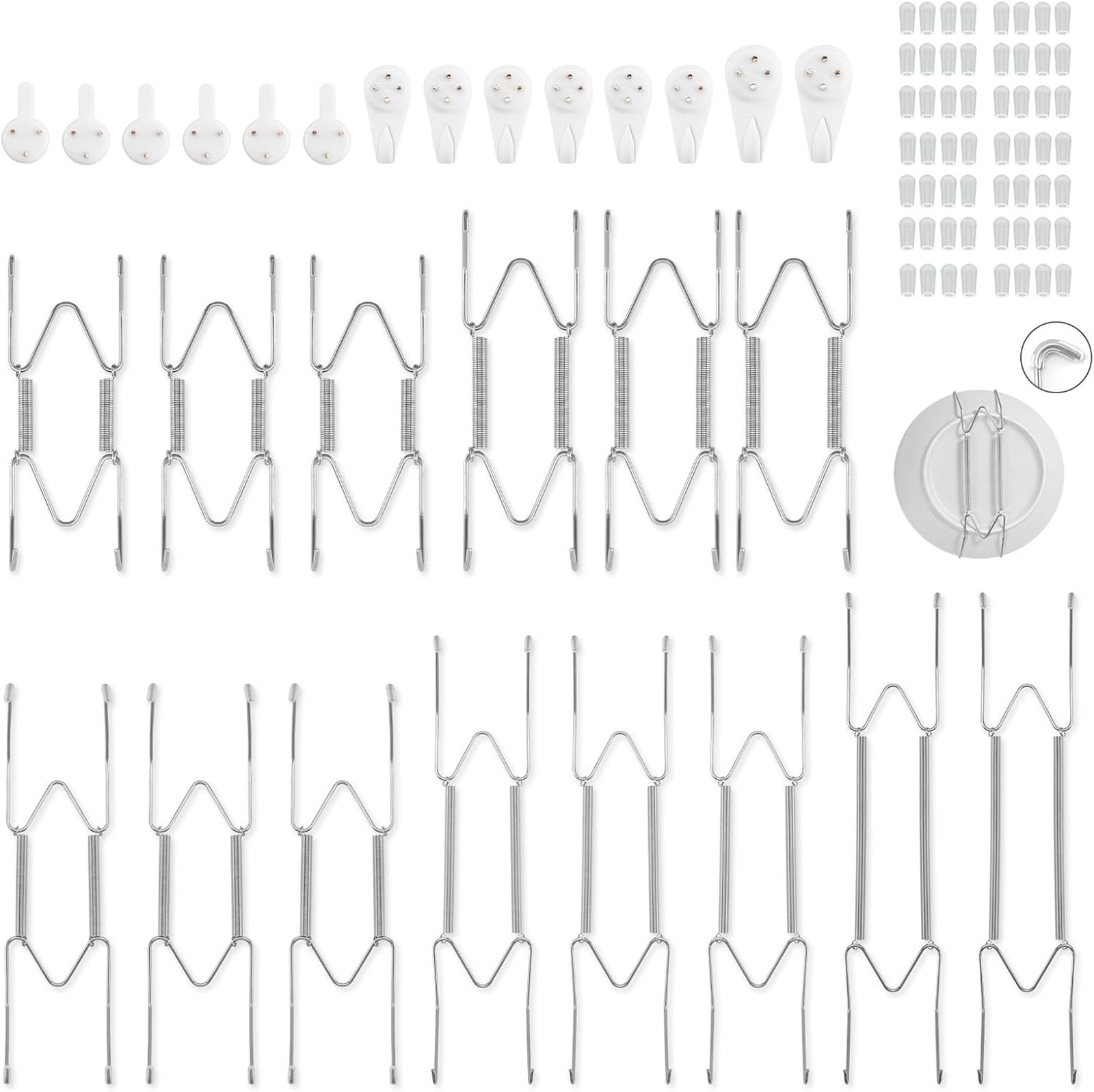 Stainless Steel Plate Hangers Set for Wall Display 4 to 12 Inch Decorative Wall