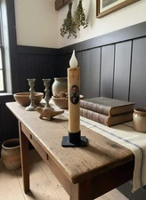 Primitive Handcrafted Colonial President Lincoln 7"H Led Timer Taper Candle