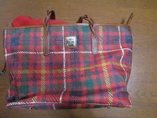 *Dooney & Bourke*Red Plaid* Braided Handle Shopper Tote - Large