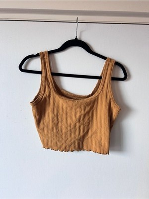 aerie Ribbed Cropped Tank Top - Mustard