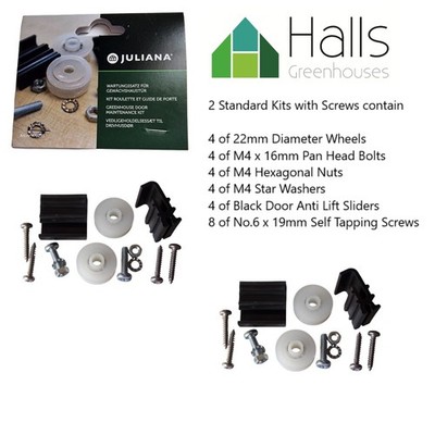 Halls Greenhouse Door Wheel Replacement Kit – 22mm Sliding Door Roller Assembly, Nylon Pulley Set, Track Repair Parts For Greenhouse Doors (2-Wheel Kit)