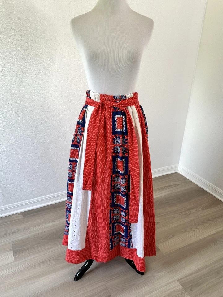 Maxi Falda Hecha a Mano Vintage Boho Patchwork Años 60 70 Cottagecore Edredón Pradera Foto 3 de 4