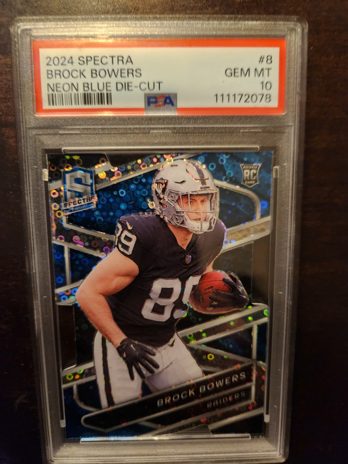 Brock Bowers Panini Spectra #8 Neon Blue Die-Cut