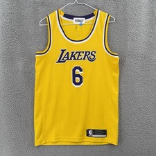 Nike LeBron James LA Los Angeles Lakers Jersey Men  s Size 40 Small Yellow 10947
