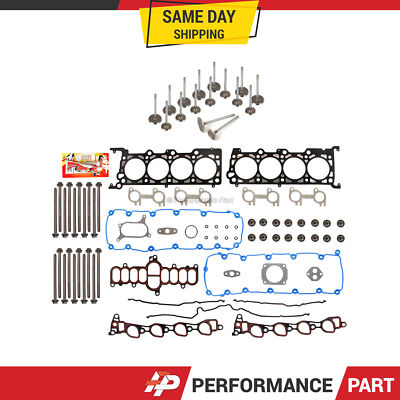 Head Gasket Set Intake Exhaust Valves Fit 07/21/97-99 Ford E, F Series  5.4L
